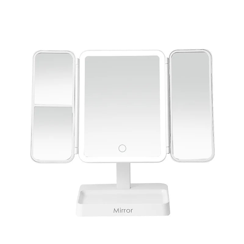 90°–180° Rotatable Tri-Fold LED Makeup Mirror